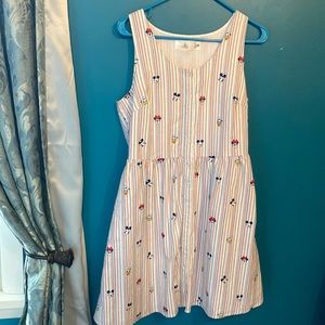 Disney linen dress fully lined searsucker Mickey Mouse